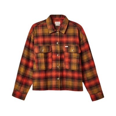 Product image of the Bowery Women's L/S Flannel in the colors Copper and Barn Red.