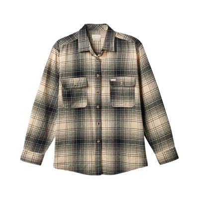 Product image of the Bowery Boyfriend L/S Flannel in the colors Biscotti and Black.