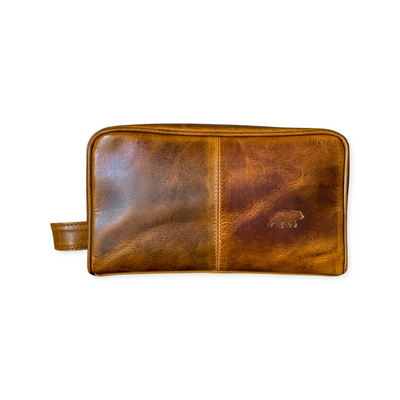Product image of the Buffalo Leather Dopp kit in the color antique brown